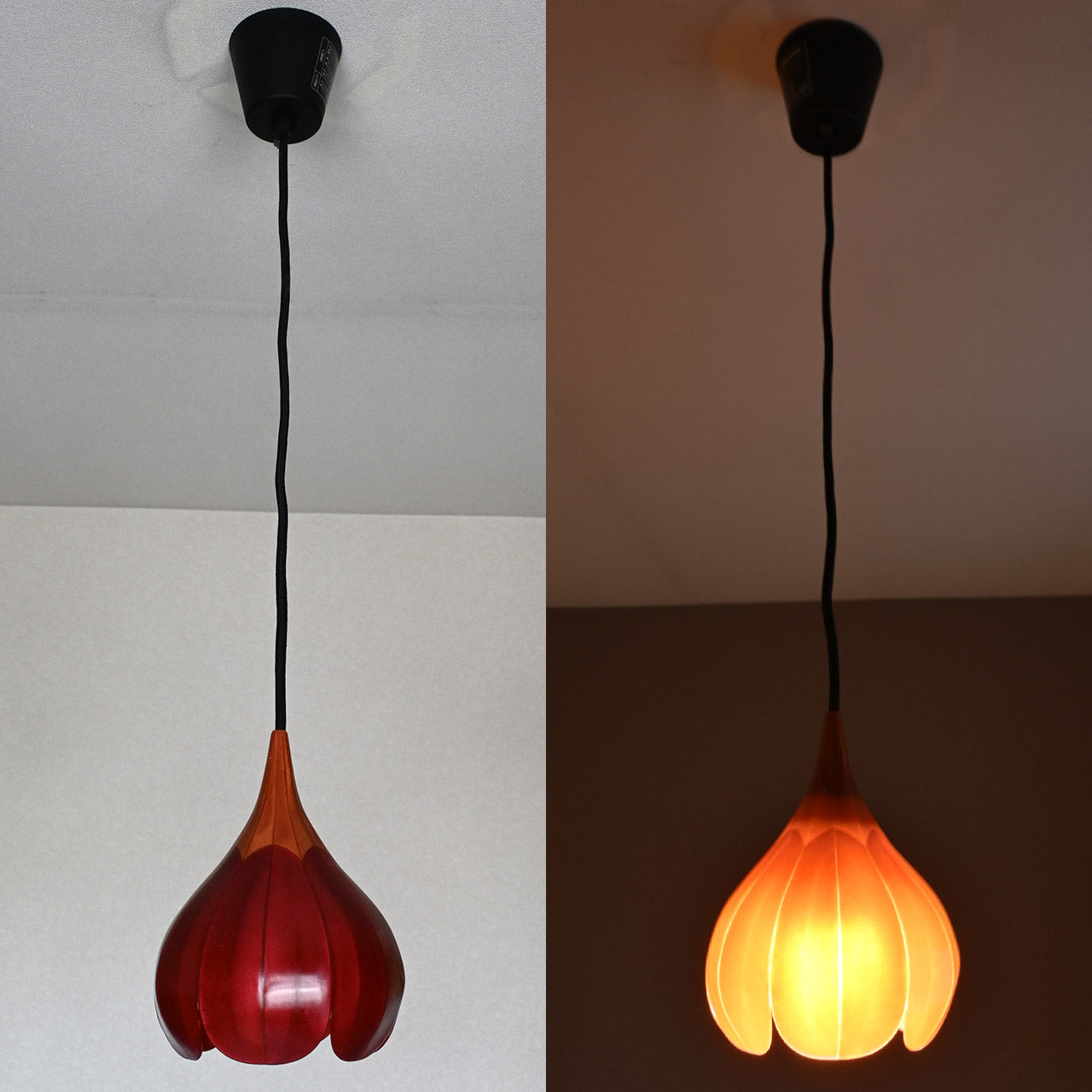 Flower-shaped pendant light, red-orange color [P01s-02]