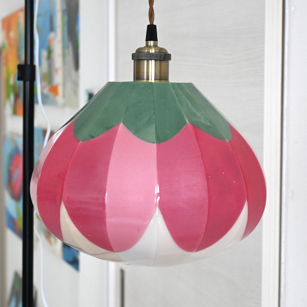 [Limited to one item] Large red flower pendant lamp shade