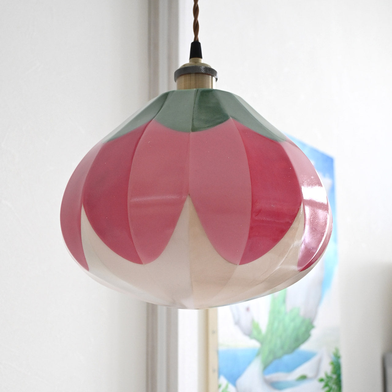 [Limited to one item] Large red flower pendant lamp shade